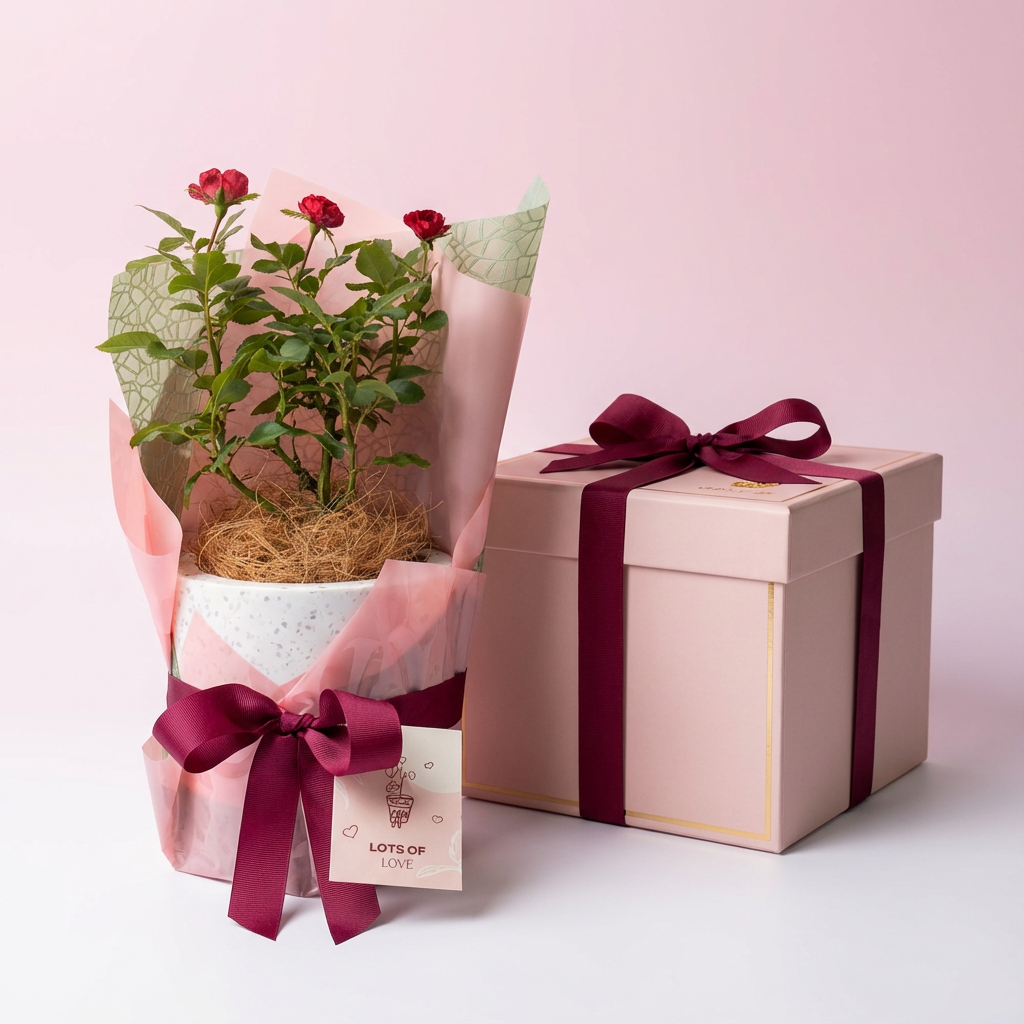 Red Rose Zepeti and Pot Gift