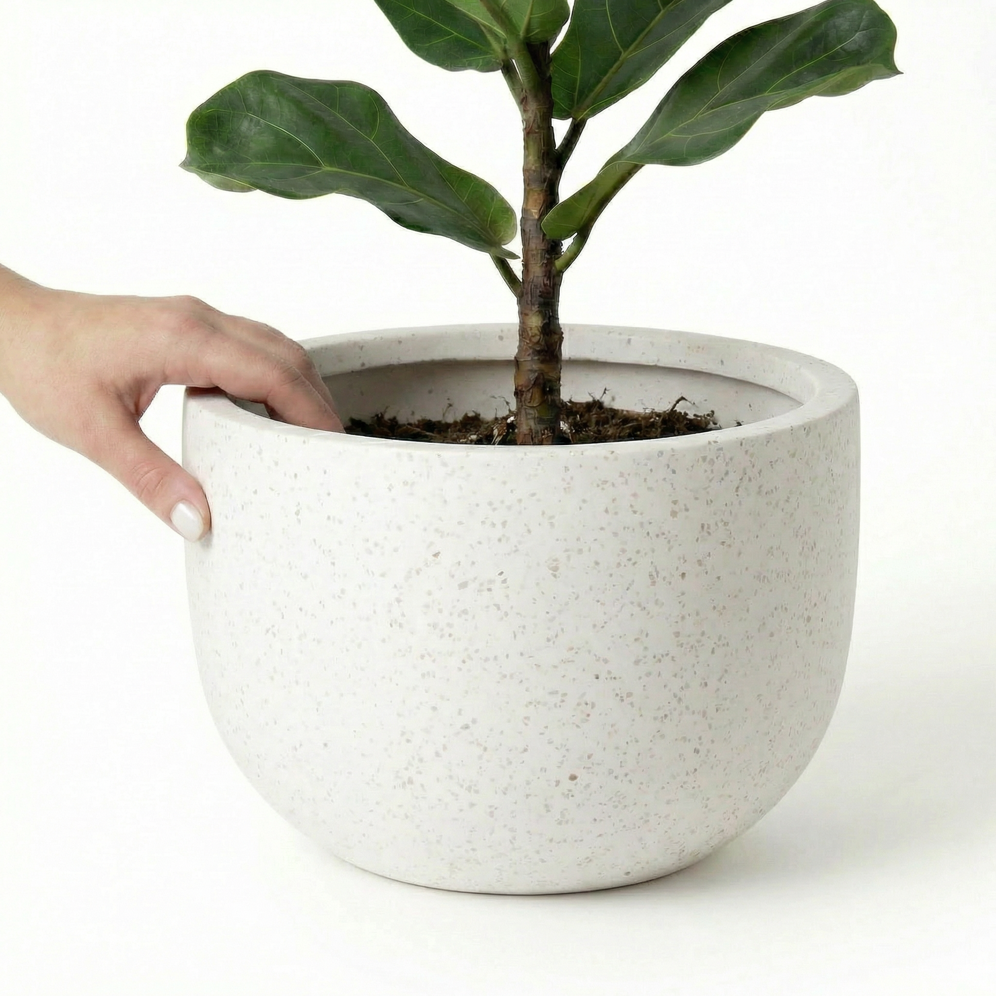 Pierre Terrazzo Pot - White