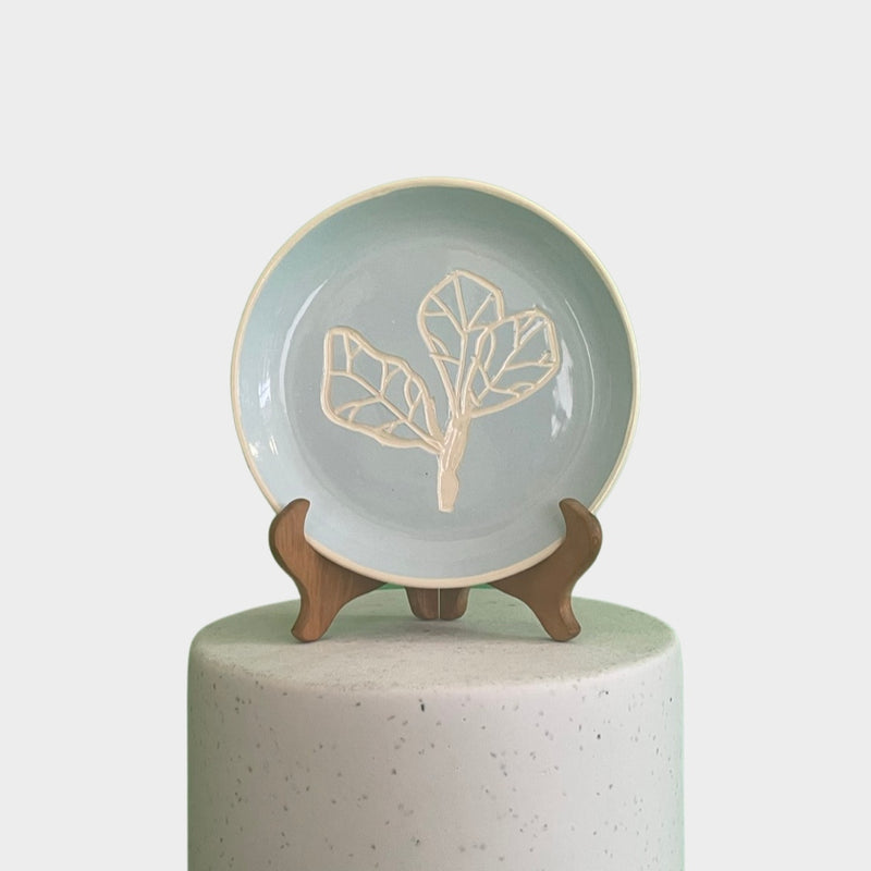 Fiddle Leaf Fig Blue Trinket Dish
