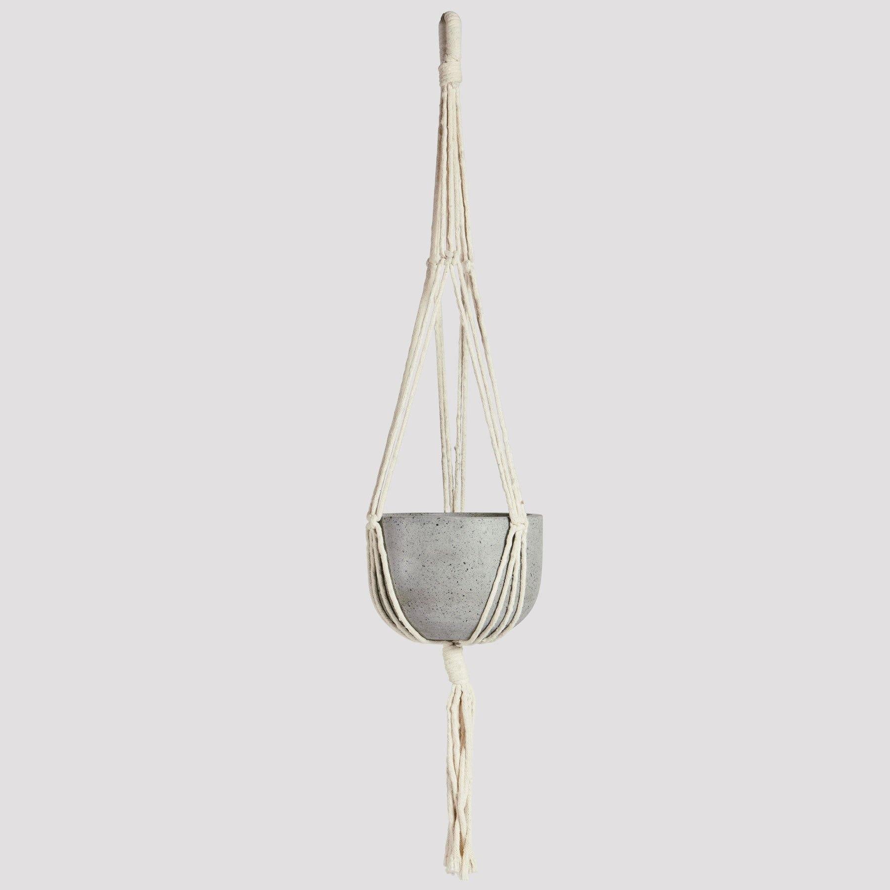 Wren Natural Rope Macrame Hanger featuring Pierre Grey Pot at The Good Plant Co